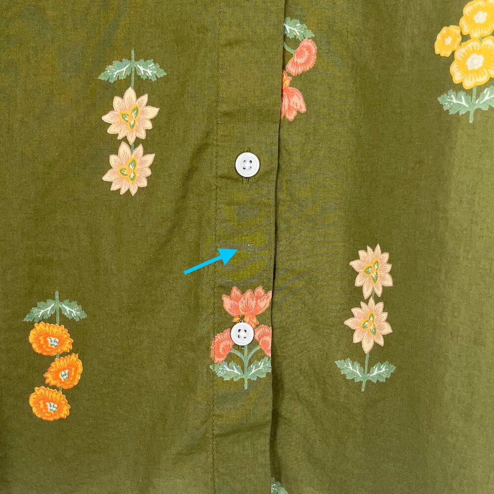 Loft Outlet Floral Button Down Blouse Balloon Sleeve Fall Boho Size Medium Green - Picture 5 of 15